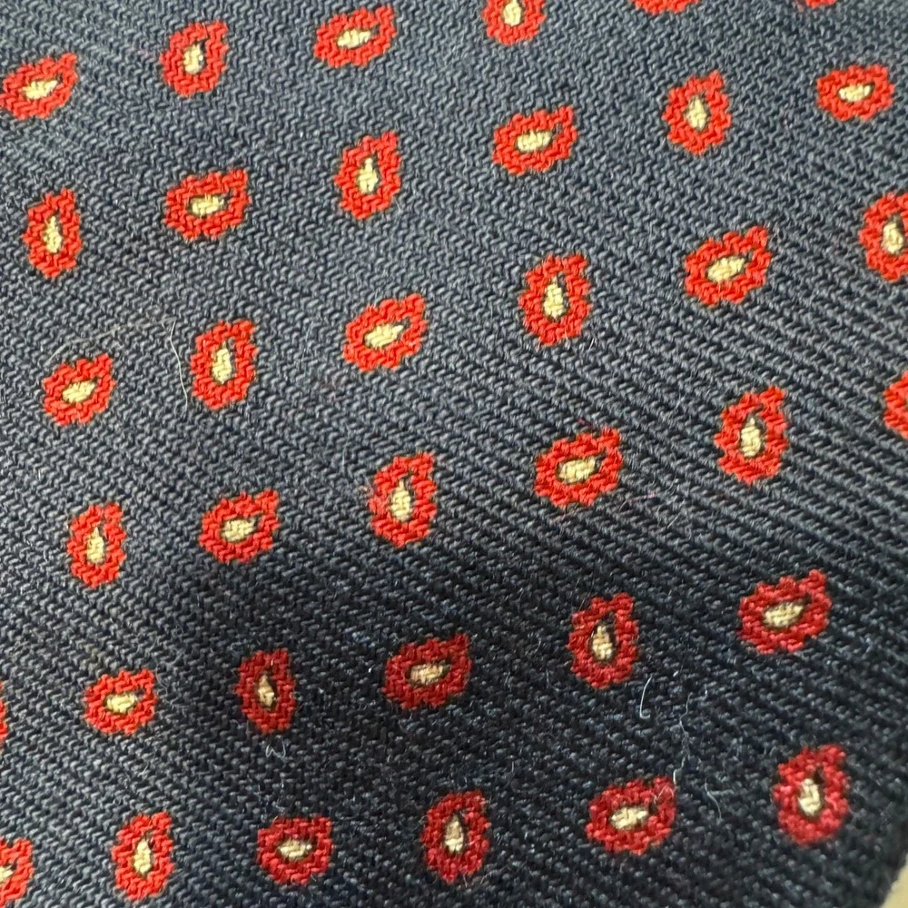 Liberty of London Necktie Mens OS Navy Blue Red Geometric Silk Preppy Classic
